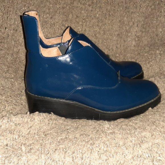 JEFFREY CAMPBELL-Westerly Booties-Blue Brushed Patent Leather-Sz  7-Excellent - Picture 4 of 7